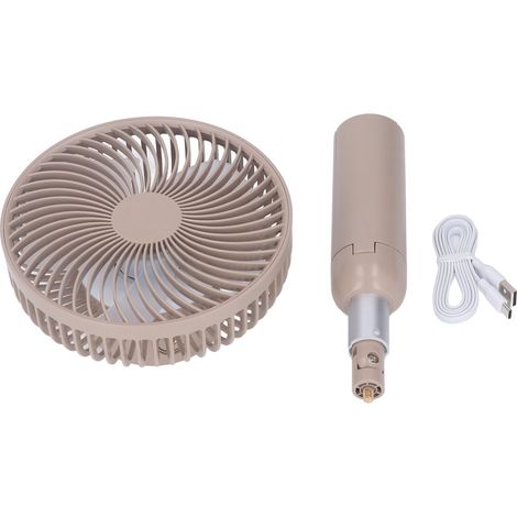 Tragbarer Tischventilator mit Teleskopständer, USB-aufladbar, als Hand- und Standventilator für Büro und Außenbereich geeignet, hellbeige (1/5)