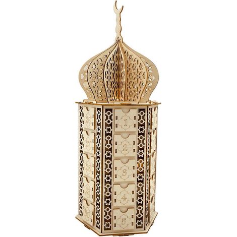 Eid Mubarak für Palast-Holzornamente LED-Laternen Kalender Schrank Kunsthandwerk