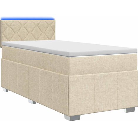 Lit boxspring avec matelas Crème 100 x 200 cm Tissu vidaXL