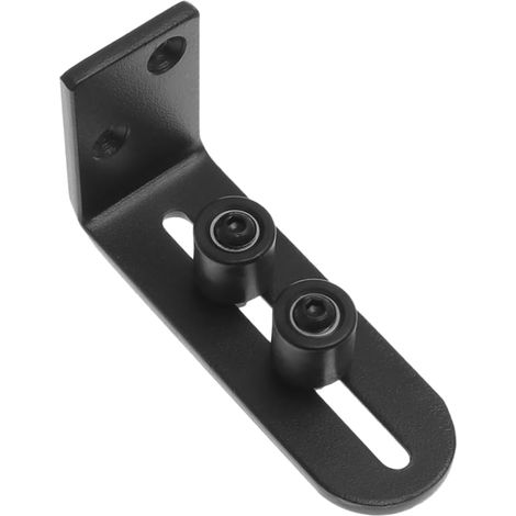 Guide de Porte Coulissante Grange à Double Roue, Acier au Carbone Noir Montage au Sol Réglable en Largeur, Roulements Intégrés, Quincaillerie de Porte pour Rail (1/5)