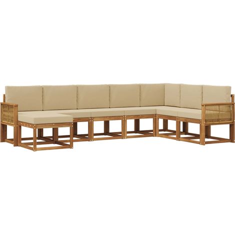 Conjunto de sofás de exterior con cojín 8 pcs Natural y Beige vidaXL (1/5)