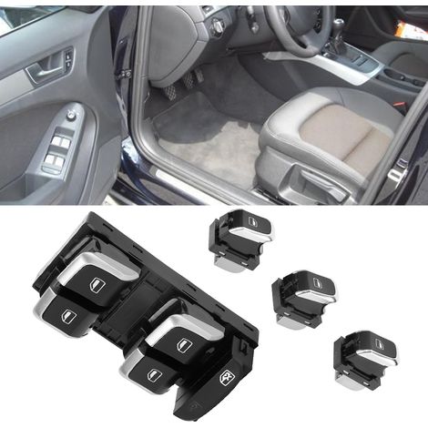 Jeu de 4 boutons électriques de vitre conducteur/passager en verre pour Audi A4/S4 B8 2008-2012, interrupteurs latéraux gauche/droite, référence 4H0959855A (1/5)