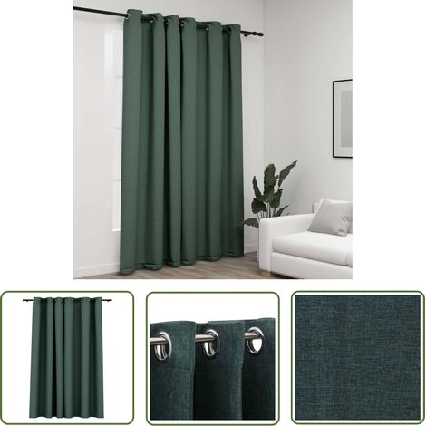 The Living Store Verdunkelungsvorhang mit Ösen Leinenoptik Grün 290x245 cm - Verdunkelungsvorhang - Leinenoptik - Vorhang Grün - Wohnraumgestaltung - Schlafzimmerschutz (1/5)