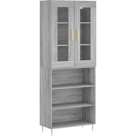 Aparador alto madera contrachapada gris sonoma 69,5x34x180 cm vidaXL (1/5)
