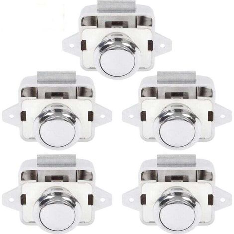 Bouton Poussoir Serrure Loquet Fermeture Porte Placard Caravane Camping-Car 5 Pièces Argent