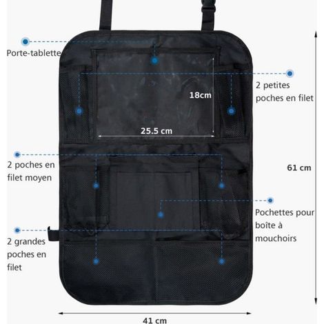 Organisateur De Siege Auto - Housse Protection Siege Auto En Tissu Oxford 61 X 41 Cm - Pour Siege Enfant - 1 Piece (1/4)
