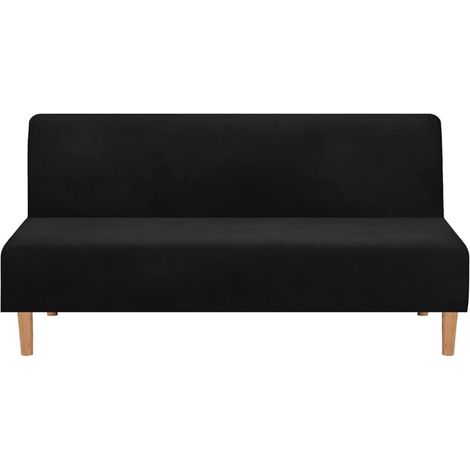 Fundas para sofá cama sin brazos de terciopelo grueso, elástico y ultrasuave – Negro, talla única