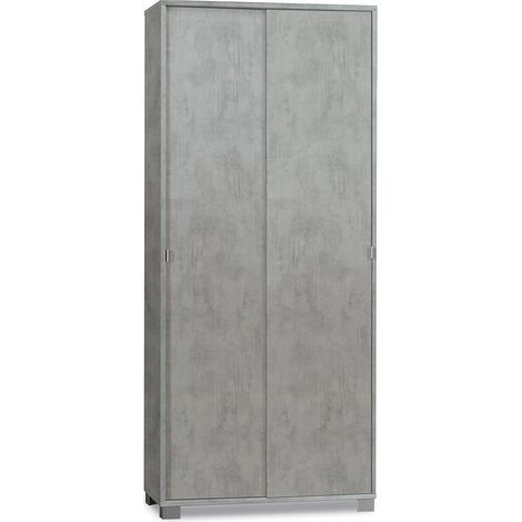 Armadio 2 Ante Scorrevoli 82x190x42 cm Cemento (1/2)