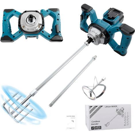 Mélangeur de ciment sans fil pour batterie Makita 18 V, mélangeur à palette sans balais, mélangeur de mortier à peinture à 6 vitesses, max 680 tr/min, agitateur électrique pour béton pour mélanger le (1/5)