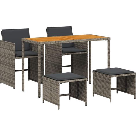 Maison Exclusive - 5-tlg. Garten-Essgruppe mit Kissen Grau Poly R