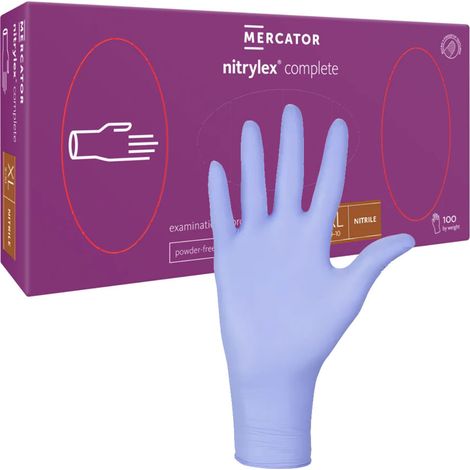 Gants en nitrile violet Mercator Nitrylex Complete XL, lot de 100. (1/5)