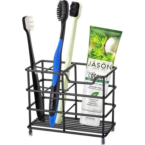 Porte-brosse à dents et dentifrice en acier inoxydable 304, noir