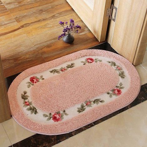 Tapis de bain, tapis doux à motifs floraux, tapis de bain antidérapant, tapis lavable, tapis de douche coloré, revêtement de sol pour salle de bain (1/5)