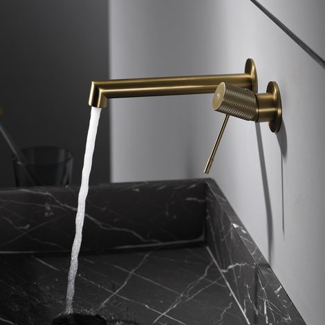 Imex - Grifo Monomando Lavabo Empotrado Oro Serie Line (1/5)