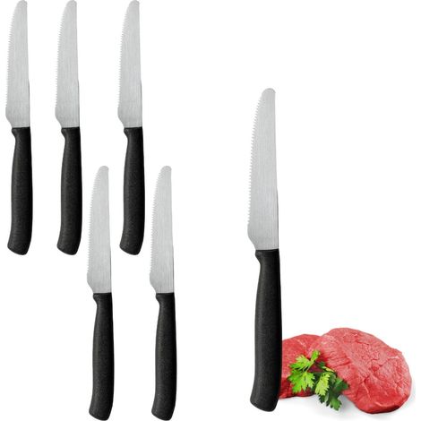 Set 6 coltelli in acciaio inox da 21 cm con lama seghettata e punta tonda - Made in Italy (1/5)