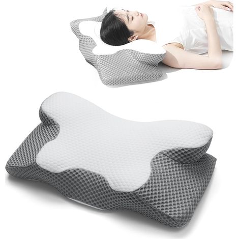 Nackenkissen aus Memory Foam, ergonomisches orthopädisches Kissen, Anti-Schnarch-Kissen für Seiten- und Rückenschläfer, lindert Nacken- und Rückenschmerzen, 60 x 34 x 13/10 cm (1/5)
