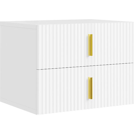 SoBuy Table de chevet à 2 tiroirs Blanc 40x30x30cm Moderne FBT177-E-W (1/5)