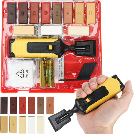 Randaco Kit de réparation stratifié 17 pièces. Kit de réparation de la cire pour les surfaces en bois et les carreaux, kit de réparation de bois. (1/5)