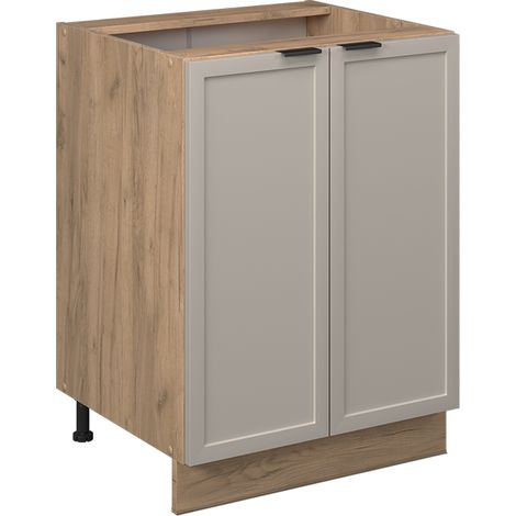 Meuble bas de cuisine Fame-Line, GrisBeige, 60 cm sans plan de travail, Vicco