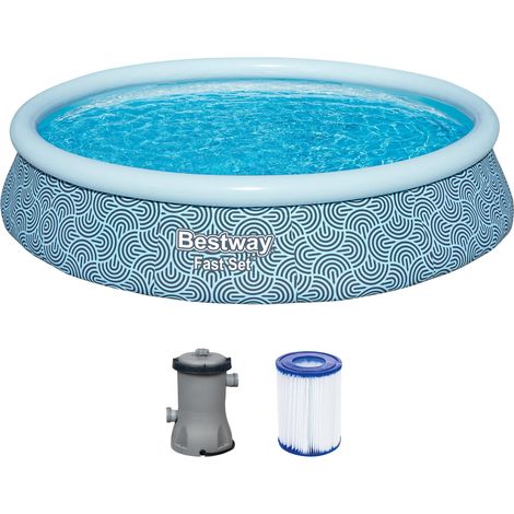 Kit Piscine Gonflable Ronde Fast Set - 396 cm x 396 cm x 84 cm - Gris (1/5)