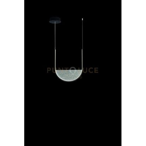 SOSPENSIONE LOTUS NERO CON VETRO FUME' L.53CM A LED 3000K 2488M 34W DIMMERABILE