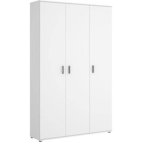 Abitare – Armoire 116x190cm blanc mat – 3 portes – Panneaux de particules laminés – Pour rangement vêtements et accessoires - 116x190h (1/5)