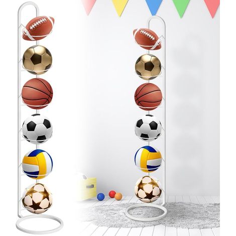 Support Vertical Ballons - 6 Niveaux - Acier Robuste - Rangement Sport Multi-Balles - Pour Garage et Gymnase - Noir (1/5)