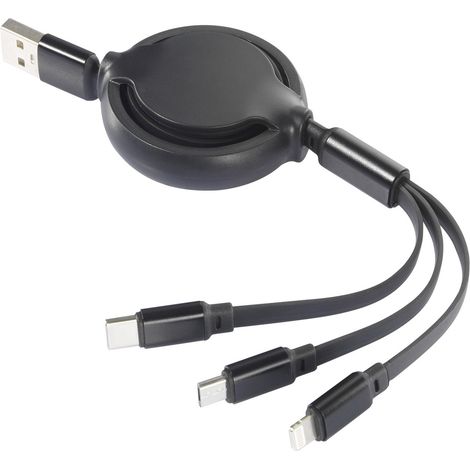 Renkforce USB-Ladekabel USB 2.0 USB-A Stecker 1.00 m Chrom-Schwarz Flexibel RF-5800360 (1/5)