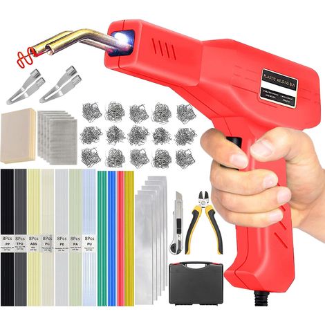 220W Soudure Plastique,2 en1 Kit Reparation Plastique Soudage Plastique Pare-chocs Voiture avec 800pcs Agrafes&64pcs Bâtons Soudage,Soudeur Plastique pour Réparation Plastique Pare-chocs Voiture
