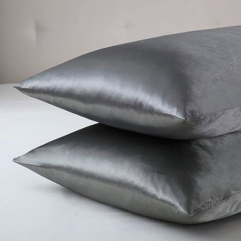 Taie Oreiller - Satin Polyester 100 % - Pour Cheveux et Peau - Fermeture Enveloppe - 50 x 70 cm - Lot de 2 (1/5)