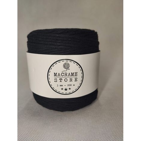 Schwarzes Makramee-Baumwollgarn 3 mm/200 m (1/3)