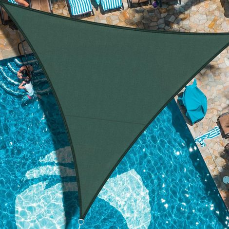 Voile d'ombrage Triangulaire 3x3x3m Imperméable à l'eau PES Toile d'ombrage Verde avec 95% de Protection UV pour Patio Extérieur Jardin (1/3)