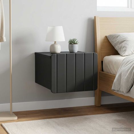 Lot de 2 tables de chevet murales noires en bois d'ingénierie 33 x 34,5 x 24 cm - PANGIVO (1/5)