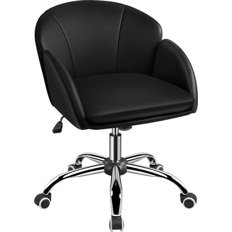 Homevive Silla de Piel Sintética, con Ruedas, Altura Ajusteble. MAX Carga 136 KG para Oficina Despacho Estudio Negro