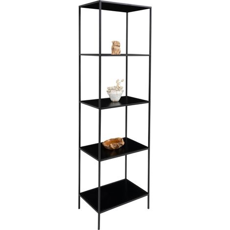 Libreria Vita a 5 ripiani in nero con struttura in acciaio, 51×36×170 cm