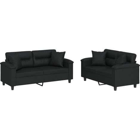 Maison Exclusive - Set di Divani 2 pz con Cuscini Nero in Similpelle