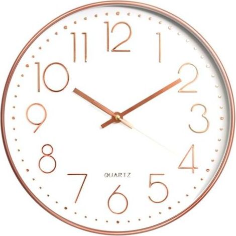 Reloj de pared grande, silencioso y decorativo de 30 cm para cocina, sala de estar, dormitorio y oficina (oro rosa). (1/5)
