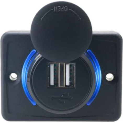 Prise USB Voiture 12V Encastrable, Chargeur USB Voiture, Double Prise USB de Chargeur Adaptateur 2 Ports, USB 3.1A 12V LED Panneau de Chargement étanche pour Camping Car Bateau Marine