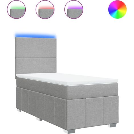 Maison Exclusive - Sommier à lattes de lit et matelas Gris clair 90x190 cm Tissu (1/5)