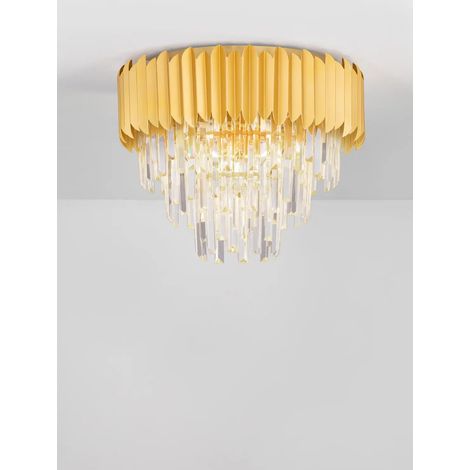 [NEUWERTIG] B-Ware Nova Luce Deckenleuchte Deckenlampe Magnolia Gold E14 6 Fach Dimmbar Kristall