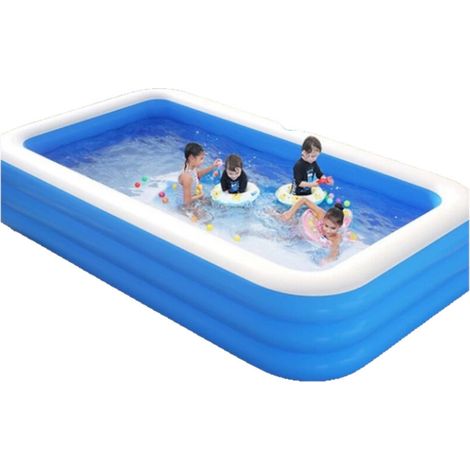 Piscine gonflable rectangulaire à 3 anneaux pour enfants, tout-petits et adultes, piscine intérieure et extérieure, 150 cm (1/5)