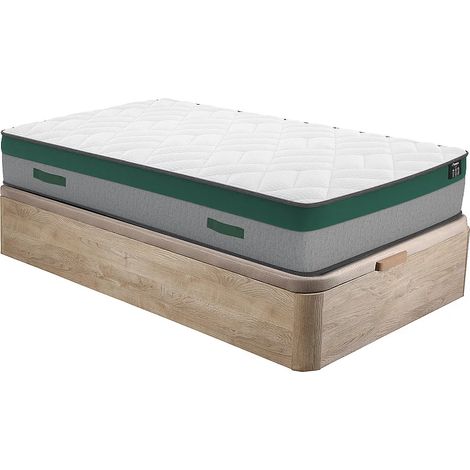 Ensemble 90 x 190 cm sommier coffre naturel clair + matelas ressorts ensachés ép.22cm - PRESTIGE de YSMÉE (1/5)