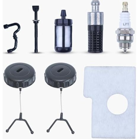 Bouchon d'Essence Tronçonneuse Accessoires pour Stihl 017 018 MS180 MS170 MS250 avec Bougie d'Allumage Coton pour Filtre à Air Filtre à l'Huile Filtre Tuyau de Carburant Tuyau d'Huile Kit (1/5)