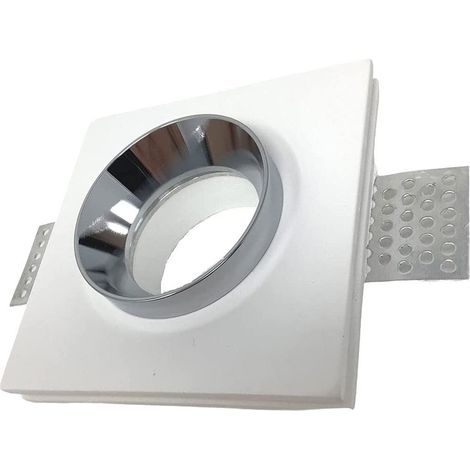 Portafaretto da incasso in gesso a scomparsa quadrato verniciabile 10x10 cm supporto per controsoffitto per faretti gu10 (1/3)