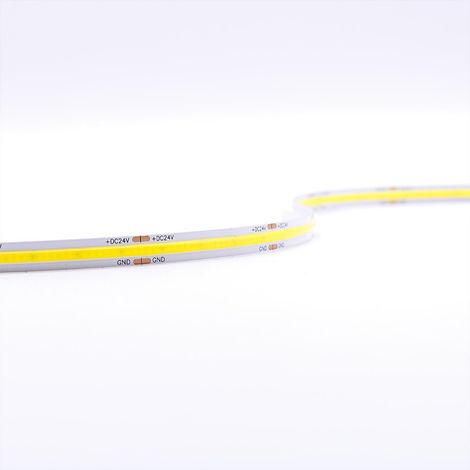 COB 24V CRI90 LED Streifen 5M 10W/m 528LED/m 8mm - Lichtfarbe: Kaltweiß 6500K - Schutzart: IP20 (1/5)