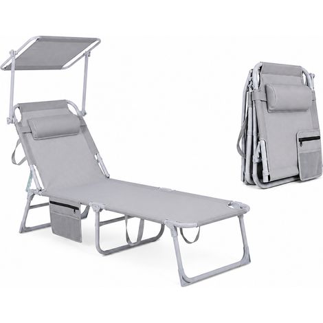 Klappbare Liege mit verstellbarem Sonnenschirm für Garten und Strand Default Title (1/5)
