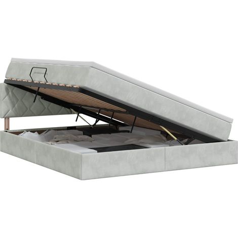 Maison Exclusive - Lit de Rangement Gris clair 140 x 190 cm Velours (1/5)