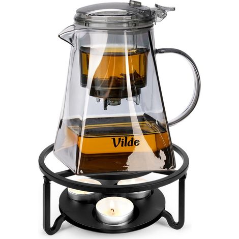 Brocca in vetro con infusore a grilletto da 880 ml + riscaldatore (1/5)
