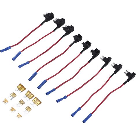 Lot de 9 adaptateurs de circuit 12 V avec porte-fusible standard mini extra-plat et fusible à lame 5 A (3 types disponibles). (1/5)