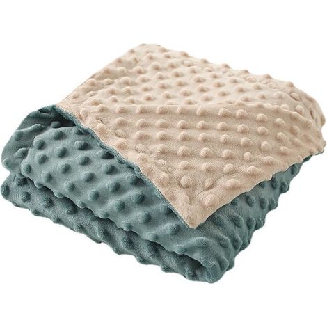 Couverture bébé unisexe pour garçons et filles, 75 x 100 cm, ultra douce, double épaisseur avec envers à pois – Couverture neutre et respirante pour nouveau-nés – Bleue (1/5)